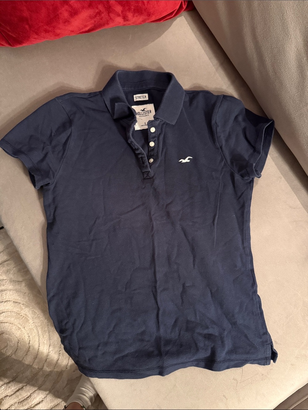 Hollister Dark Navy Polo with White Seagull Logo